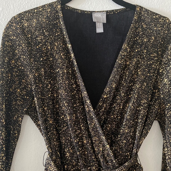 ASOS Black and Gold Long Sleeve Dress - Picture 5 of 6